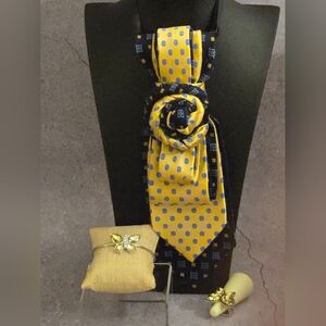Yellow and Blue Polka Dot Women's Scarf